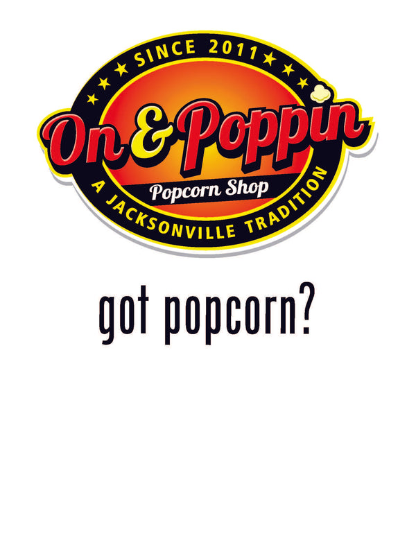On & Poppin Popcorn logo